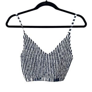 LUSANA Lila Poplin Bralette Navy‎ Stripe NWT Small